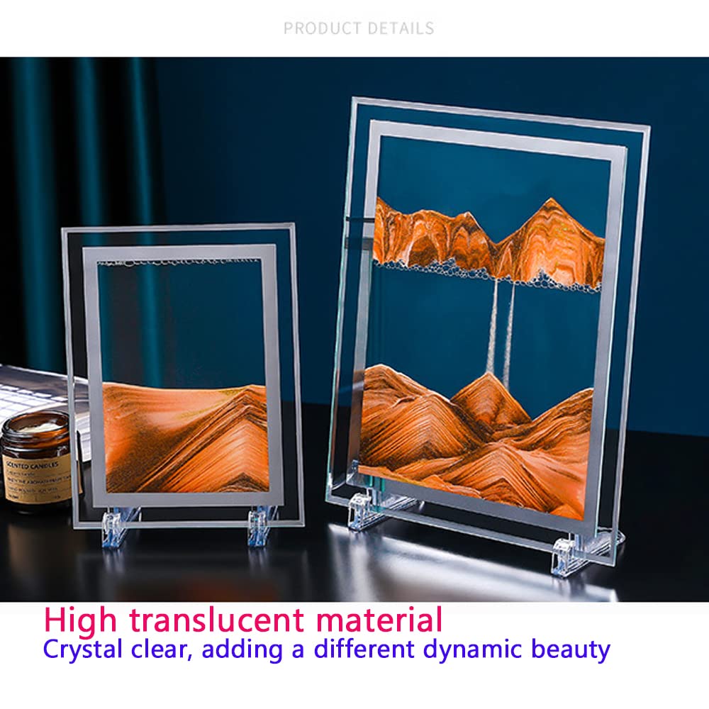 WANLIAN Image d'art de sable en mouvement, image de sable dynamique, art de sable de bureau doré pour la décoration intérieure et le bureau de grande taille (9 x 7 pouces)
