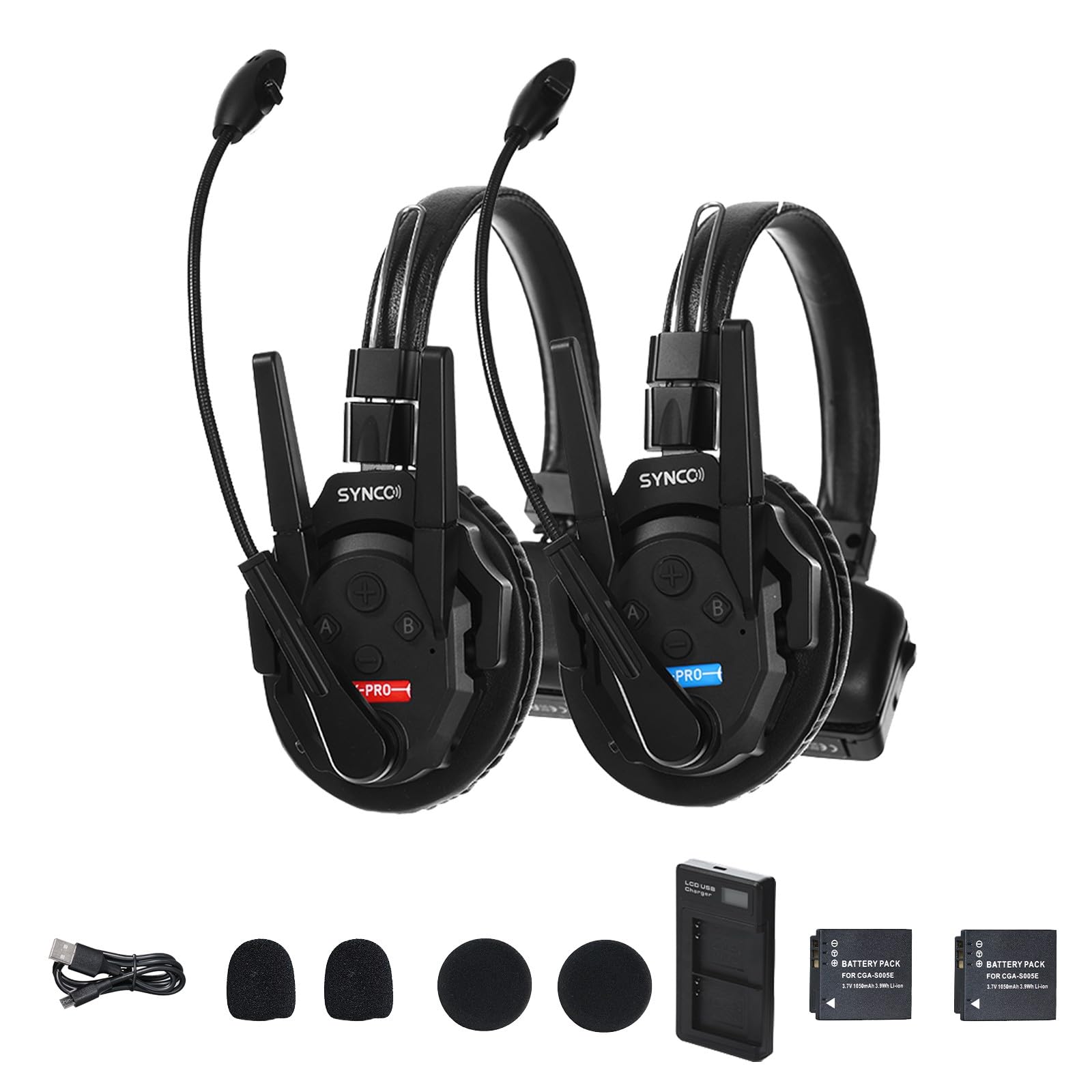 SYNCO XTalk Pro2 XPro X2 2.4GHz Wireless Headset Communication System Random Master Device 500m Operating Range Real-time Monitoring AI Noise Reduction Headset for Movie Shoot Live Show (2Pcs)
