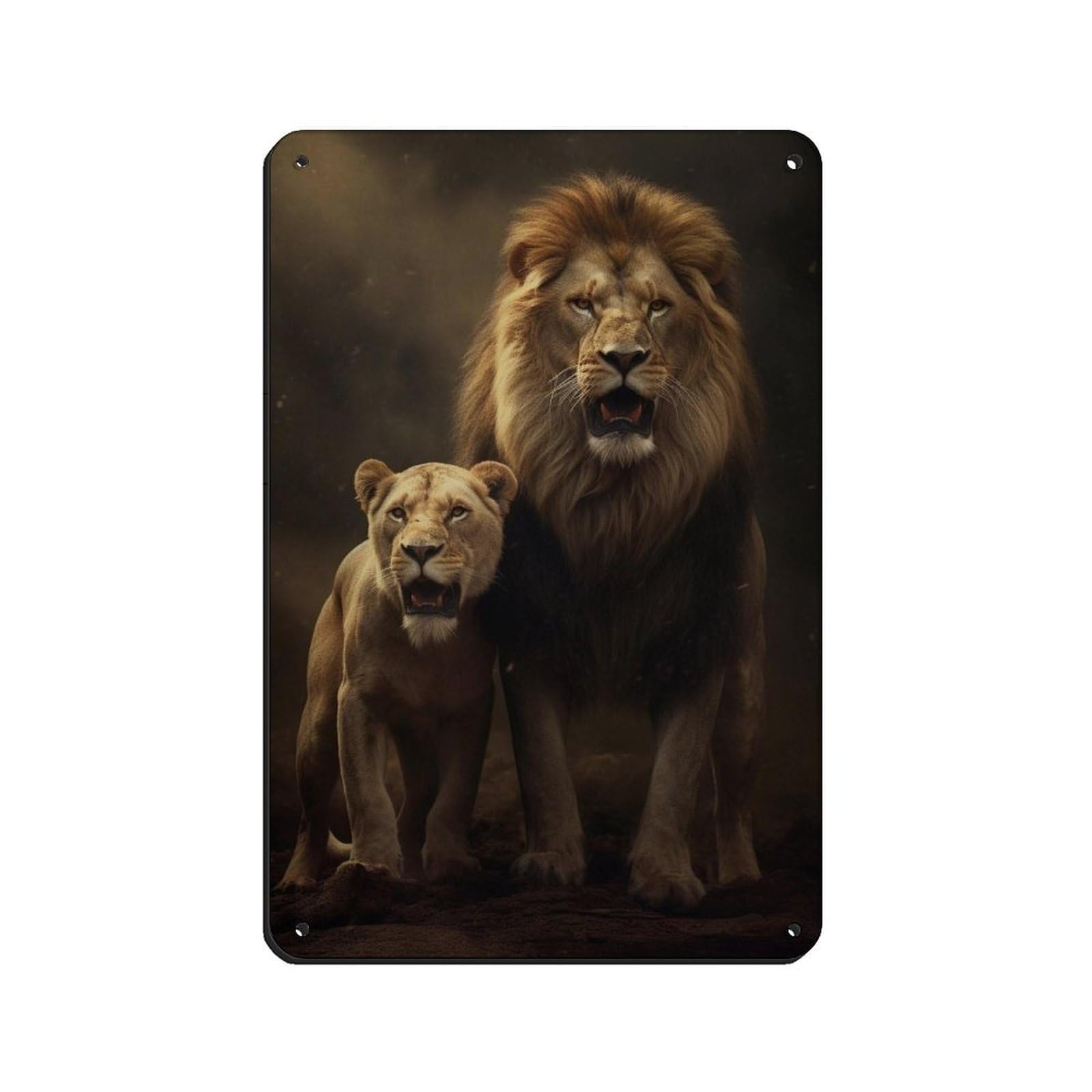 Lxwnze 20L X 30W Cm Lion And Lioness（2） Tin Sign Vintage Metal Pub Club Cafe Bar Home Wall Art Decoration Poster Retro 8X12inch(20X30cm)