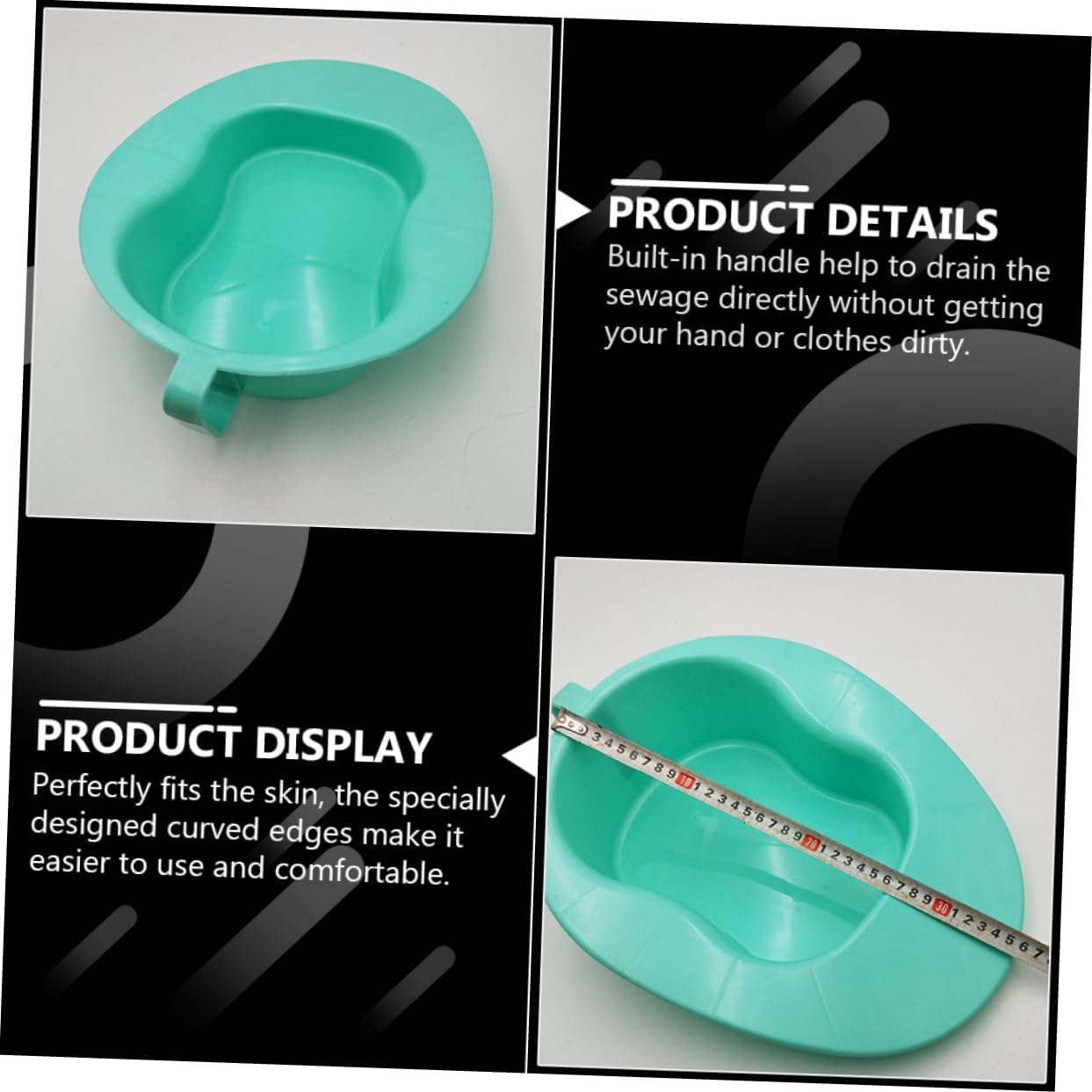 Horizontal Handled Bedpan Urinal for Bedridden Patients Ergonomic Design for Comfort for Nursing Care for Elderly and Physically Disabled Individuals