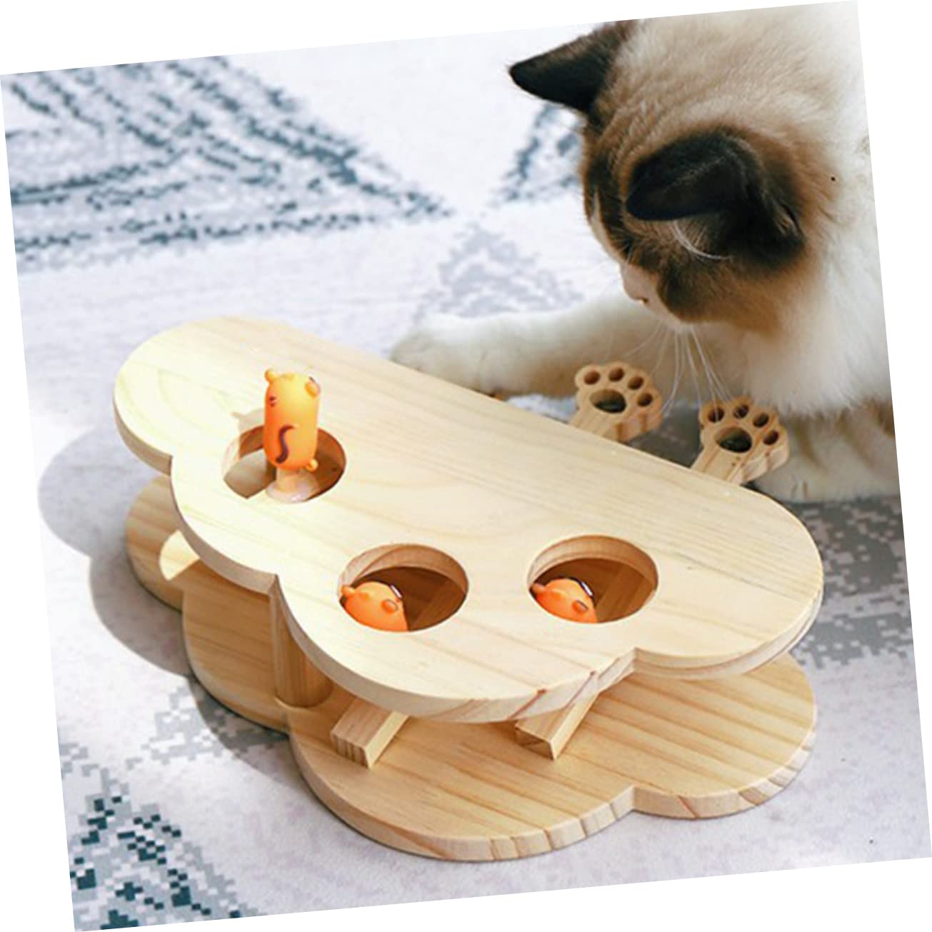 POPETPOP Katzenspielzeug Interaktiv Holz Mäusespielzeug Für Katze Katzenfangspielzeug Katzenkratzspielzeug Pädagogisch Leicht Und Langlebig