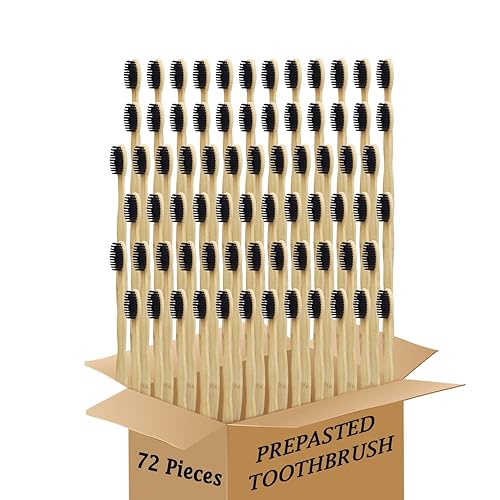 Miniatura 7 de N-amboo Bamboo Toothbrush Prepasted Disposable Toothbrsuh Soft Bristles Prepasted Toothbrush,Disposable Toothbrsuh (72 Black)