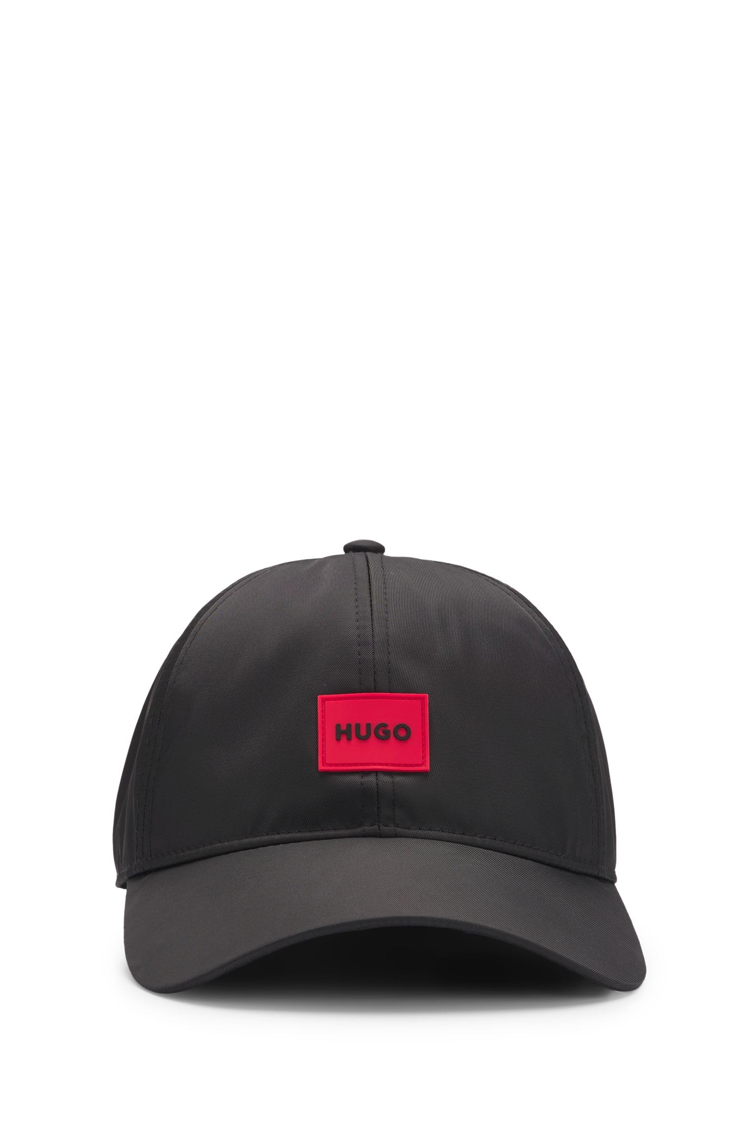 HUGO Mens Jake-N-PL Six-Panel Cap with Silicone Logo Patch Black