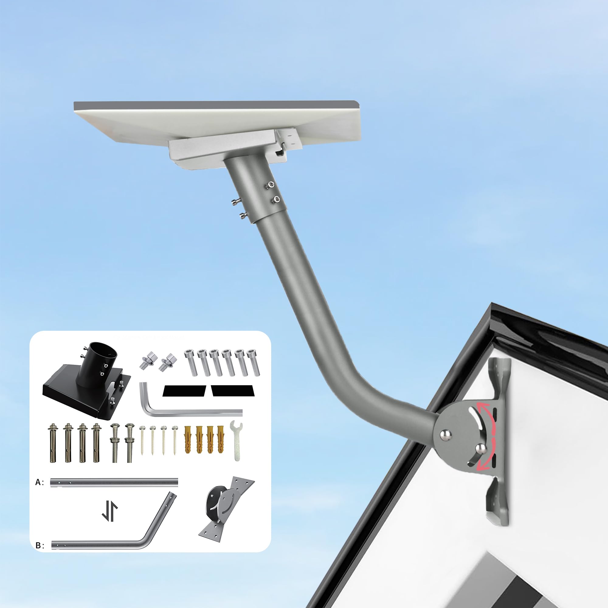 Starlink Gen 3 Mount, 360°Adjustable Starlink Gen 3 Roof/Wall Mounting Kit Include V3 Starlink Standard Dish & Starlink Gen 3 Pole Mount for Starlink Internet Kit Satellite