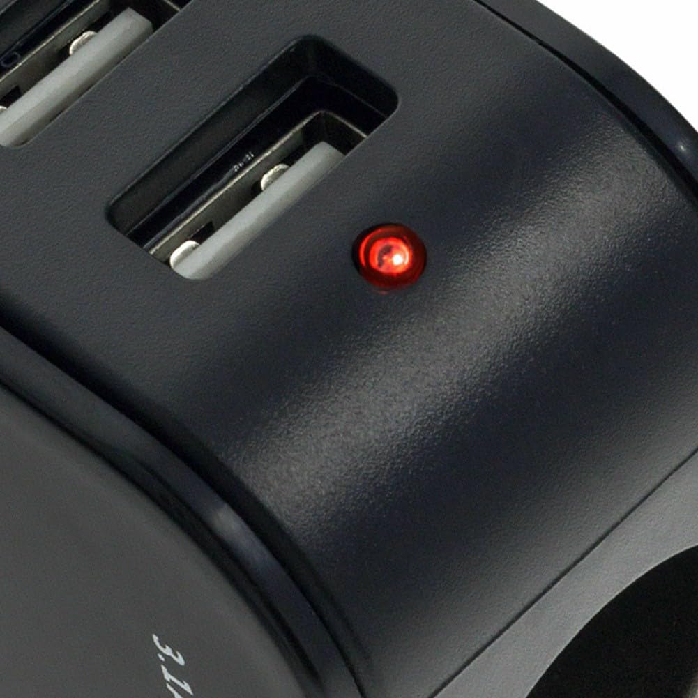 Adattatore Per Accendisigari Auto Con Doppia Porta USB E Presa 12V, Ricarica Rapida, Cavo 63 Cm, Per Telefono, GPS, Telecamera Cruscotto