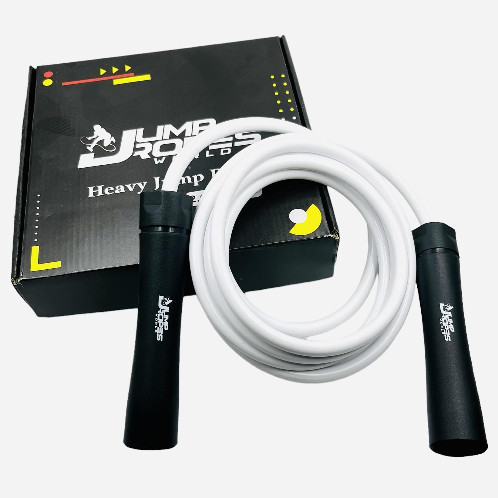 Jump Ropes World, Heavy Jump Rope 2.0 Series, 1LB | Boxer Jump Rope for Men & Women | Adjustable 10FT Rope with Snap Locks | Includes Premium Carry Bag | Strength & Cardio Training (White)