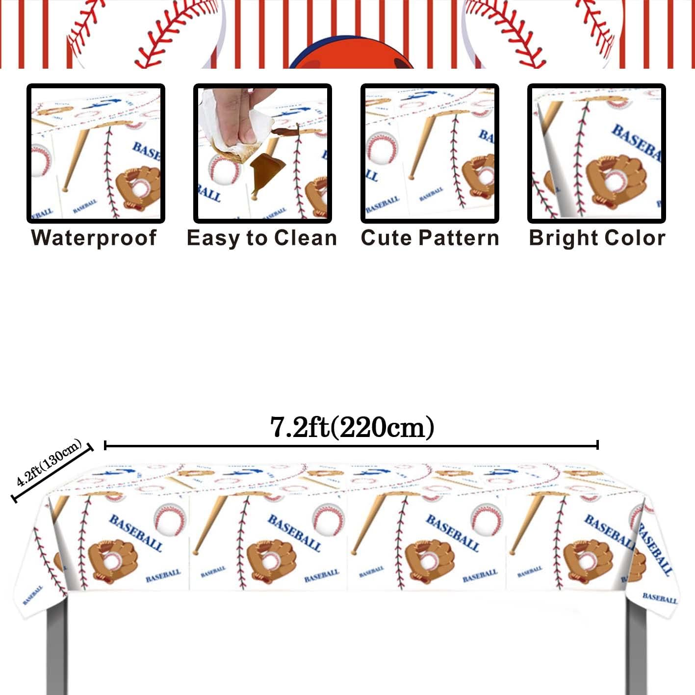 XCKALI Baseball Backdrop Tablecloth Set Baseball Theme Boys Children Teenagers Happy Birthday Party Sports Style Background Photo Booth Props 2PCS