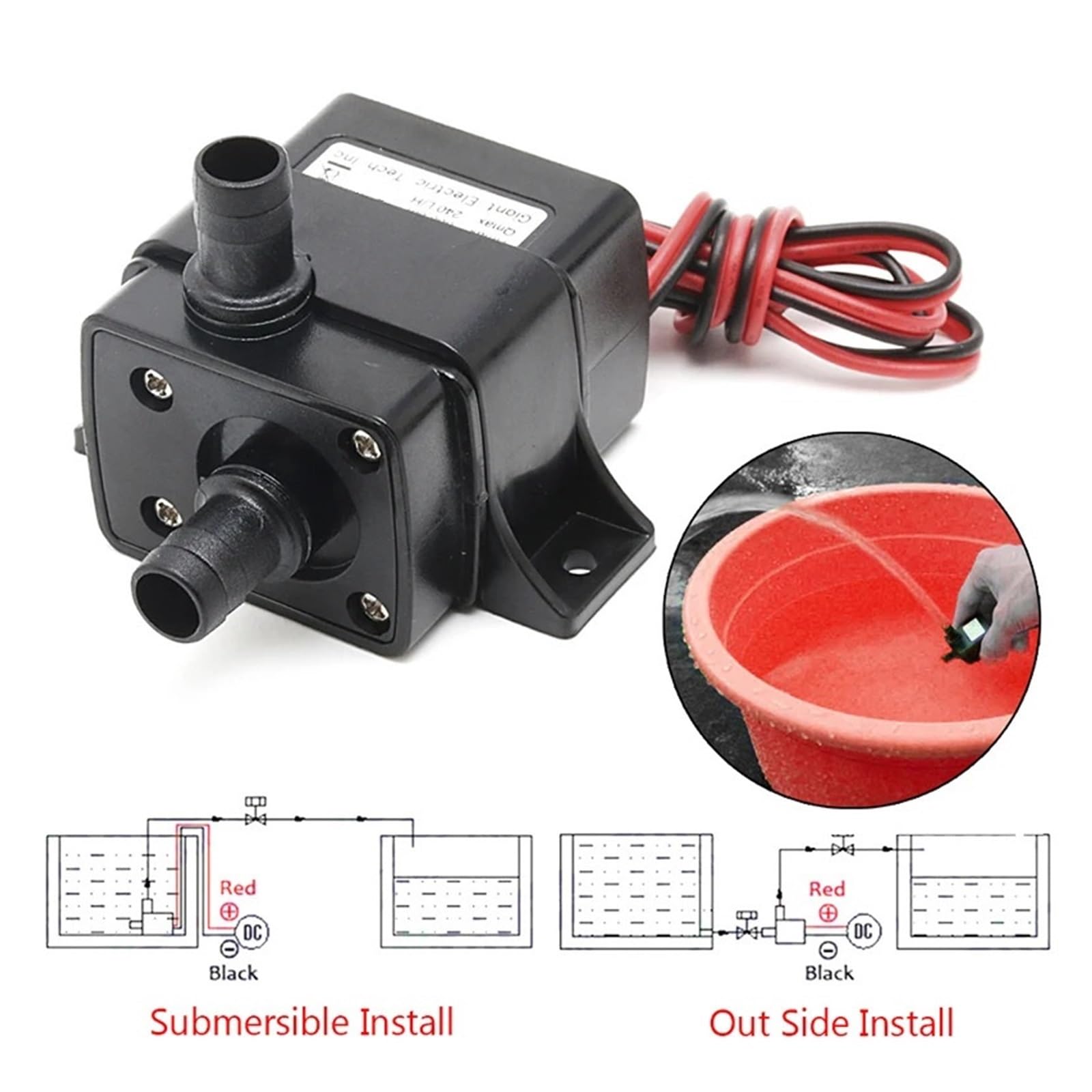 Industrial Water Pressure Diaphragm Pump 240L/H Ultra-quiet Brushless Mini Motor Submersible Water Pupm 12V 4.8W Or 24V 5.8W(24V 5.8W)
