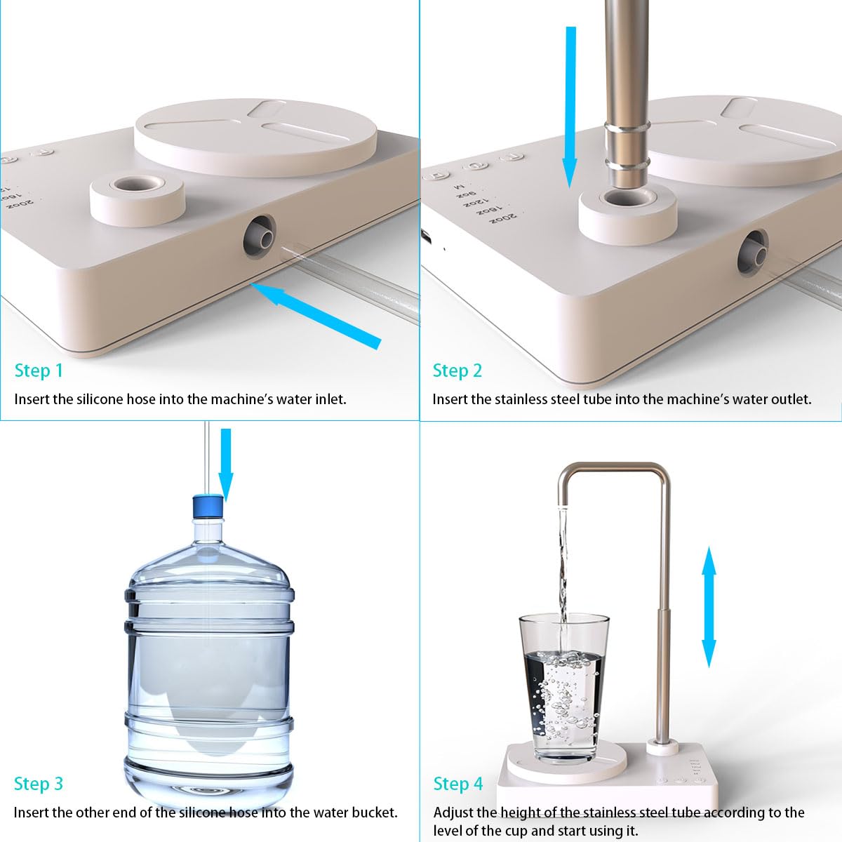 Dispensador de agua de escritorio, botella de agua inteligente de escritorio, bomba de agua automática para botella universal, dispensador de agua de carga USB, bomba de jarra para el hogar, oficina