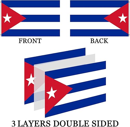 Miniatura 3 de Bandera cubana de 3 x 5 pulgadas para exteriores, doble cara, 3 capas, 240D, 4 filas cosidas, bandera cubana grande de 3 x 5 para pared, resistente