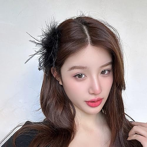 Miniatura 7 de 4 pinzas para el pelo con plumas de avestruz, estilo retro, vintage, elegante, de lujo, para novia, fiesta, festival, boda, accesorios de joyería