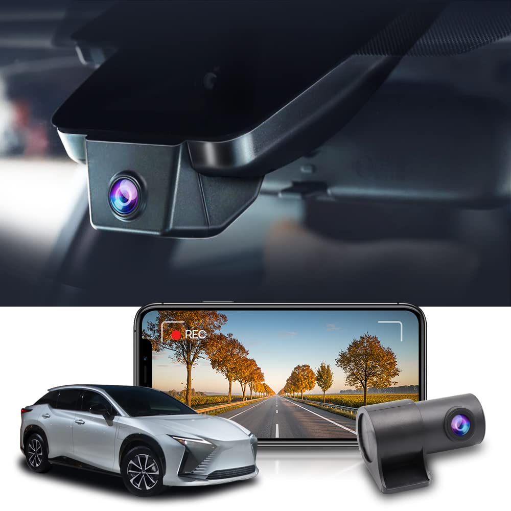 Fitcamx Front 4K+Rear 1080P Dash Cam for 2023 2024 Lexus RZ 450e Premium Luxury, Integrated OEM Style, Dual HD Video, Built-in WiFi & APP, Loop Recording, G-Sensor, Easy to Operate, 128GB Card