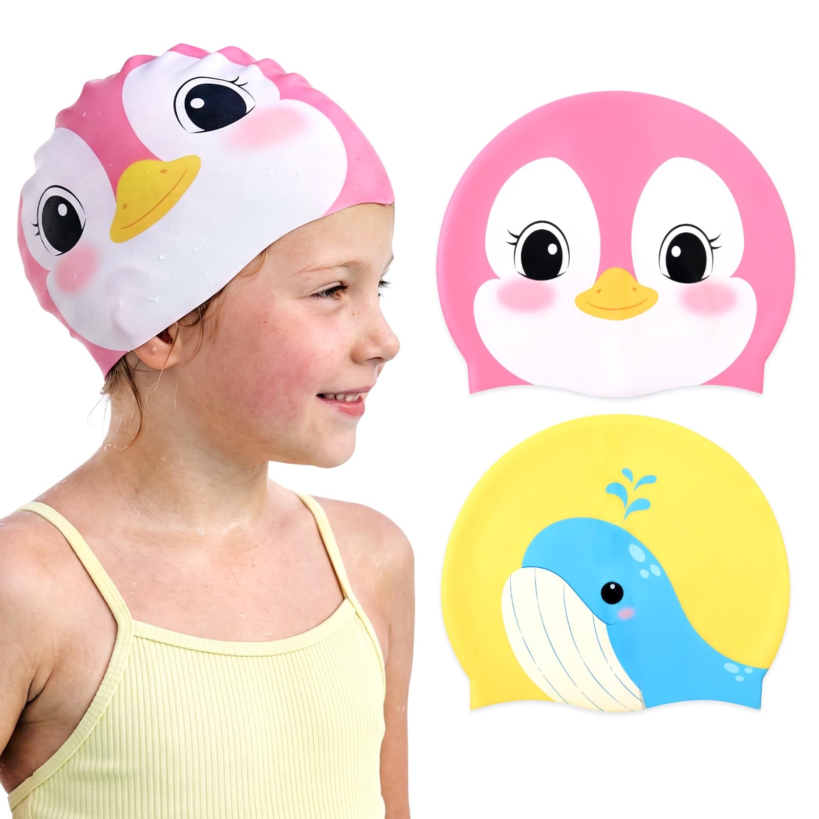 Children's 2 Piece Unicorn Swimming Cap Silicone Swimming Cap for Girls โ image 1