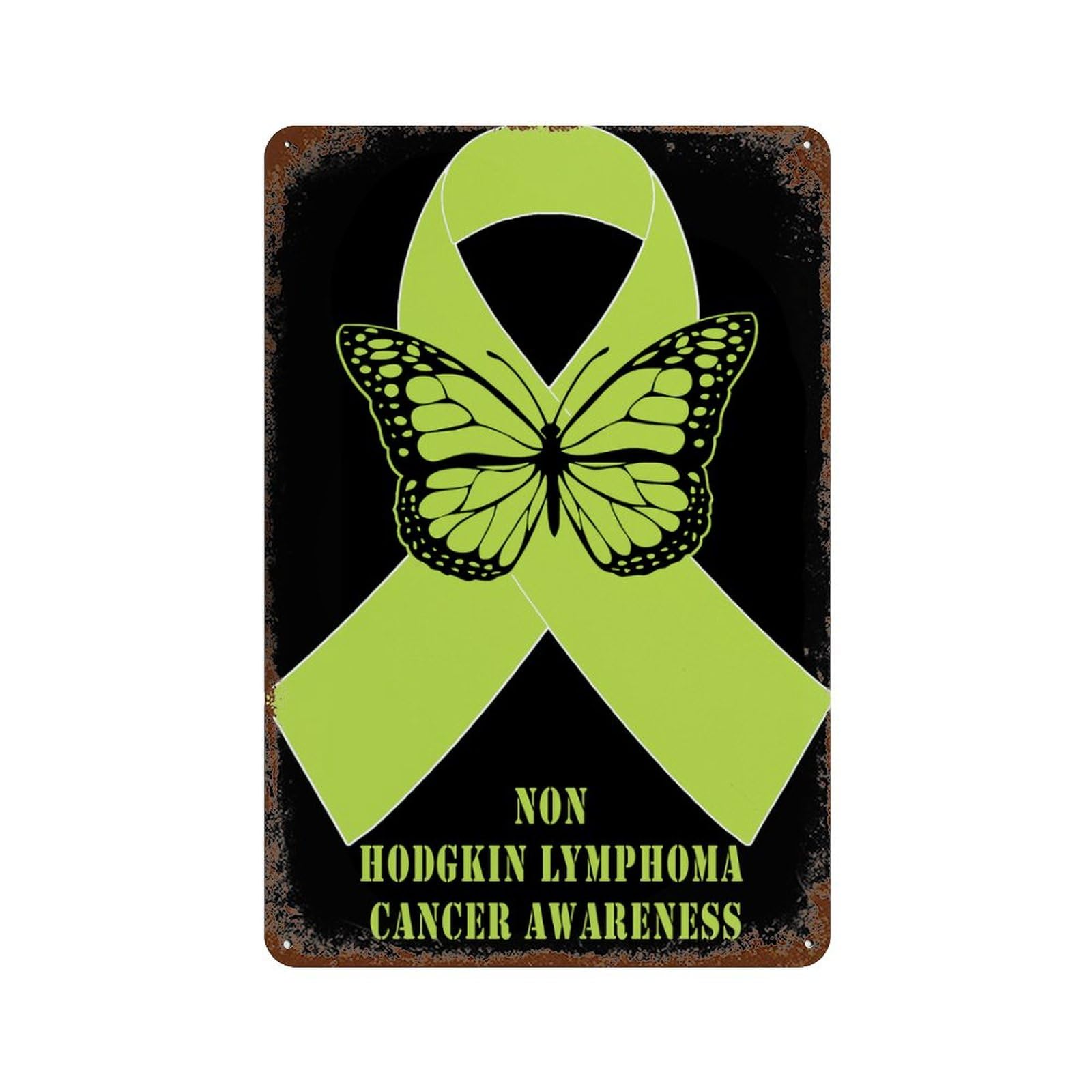 KWQDOZF Non Hodgkin Lymphoma Cancer Awareness 1 Theme Metal Tin Sign,Vintage Iron Hanging Plate Vertical with Rust Poster Wall Decor 8x12inch