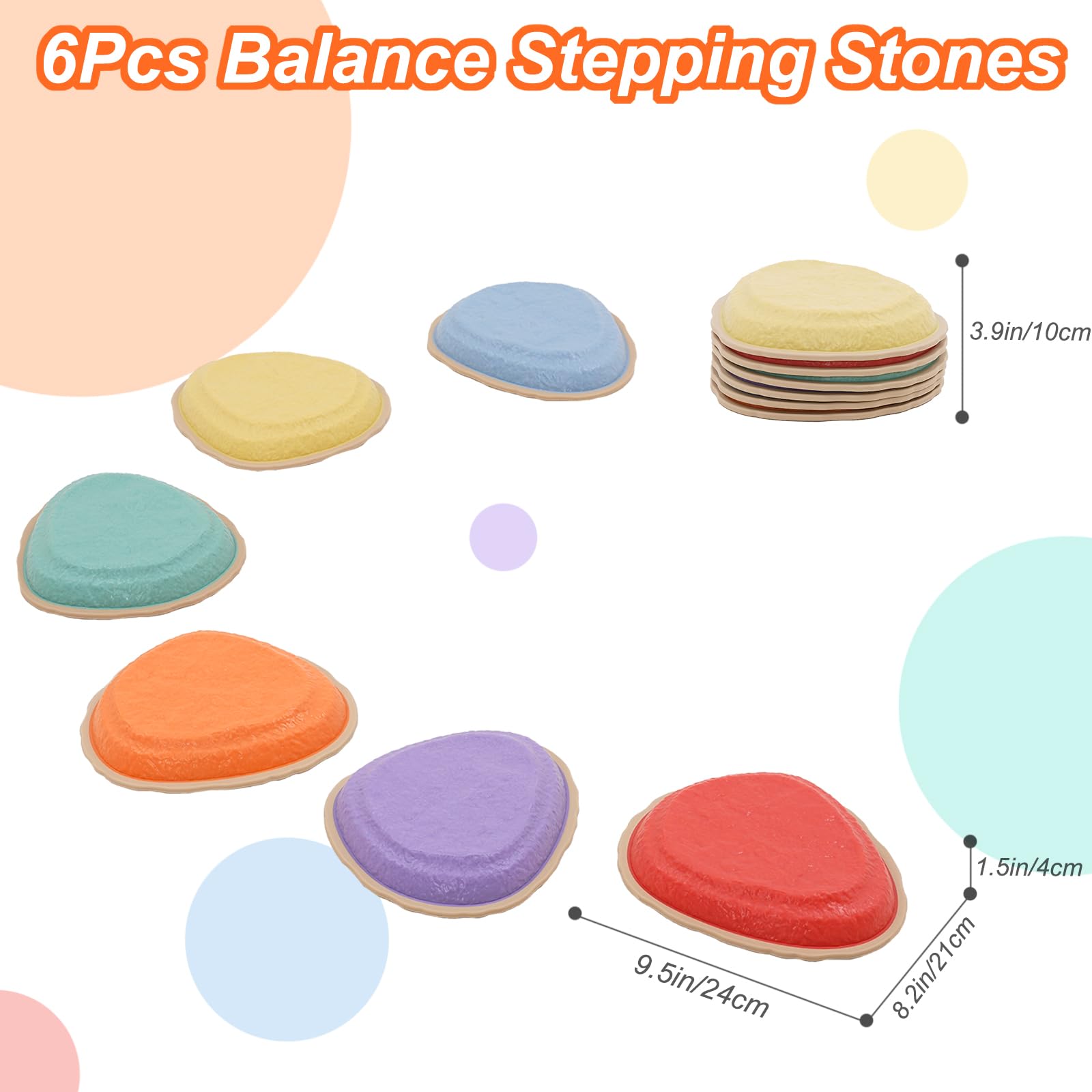 Kids Balance Stepping Stones 6PCS Stackable Balance Blocks Non-Slip Stepping Stone Toy Indoor Outdoor Play Equipment Balances Beam Game for Obstacle Course Sensory Play for Children and Toddlers - Image 2