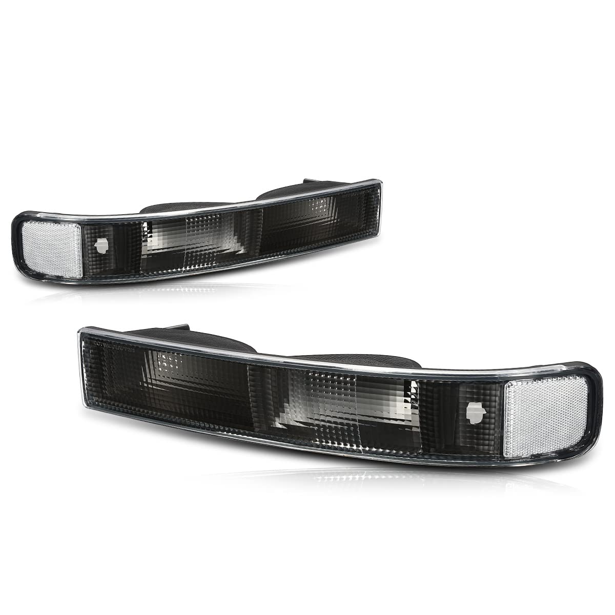 Bumper Parking Turn Signal Lights Compatible with 03-24 Chevy Express/GMC Savana,Black Housing/Clear Corner