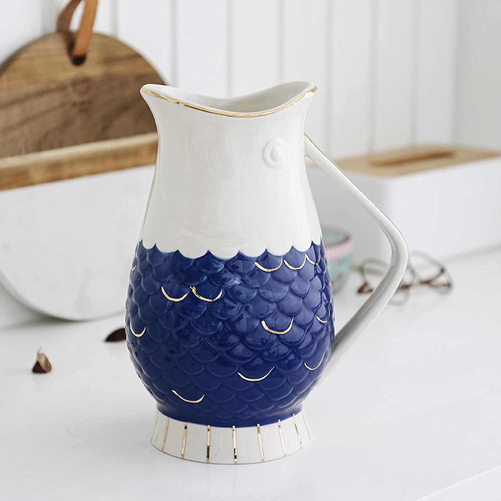Prosty Dzbanek Na Wodę, Ręcznie Malowany Ceramiczny Dzbanek Z Uchwytem Zapobiegającym Oparzeniom, Dzbanek O Dużej Pojemności, Czajnik Wysokotemperaturowy Do Soku, Mleka, Zimnej Wody,