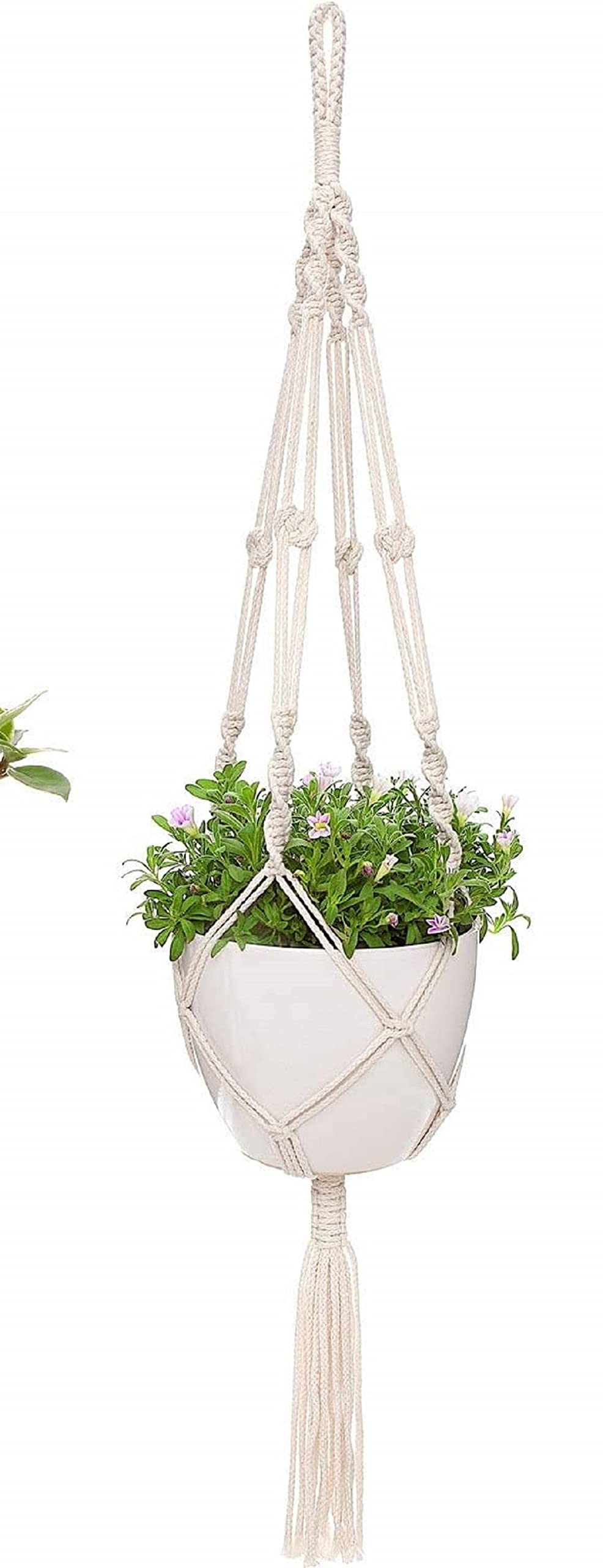 Macrame Cotton Plant Hanger [Without Pot] | Rope Flower Pot Holder for Indoor Outdoor Balcony Garden | Home Décor Pot Hanger (1 Pack - M4) (B09N21PYNQ) Amazon Price History, Amazon Price Tracker