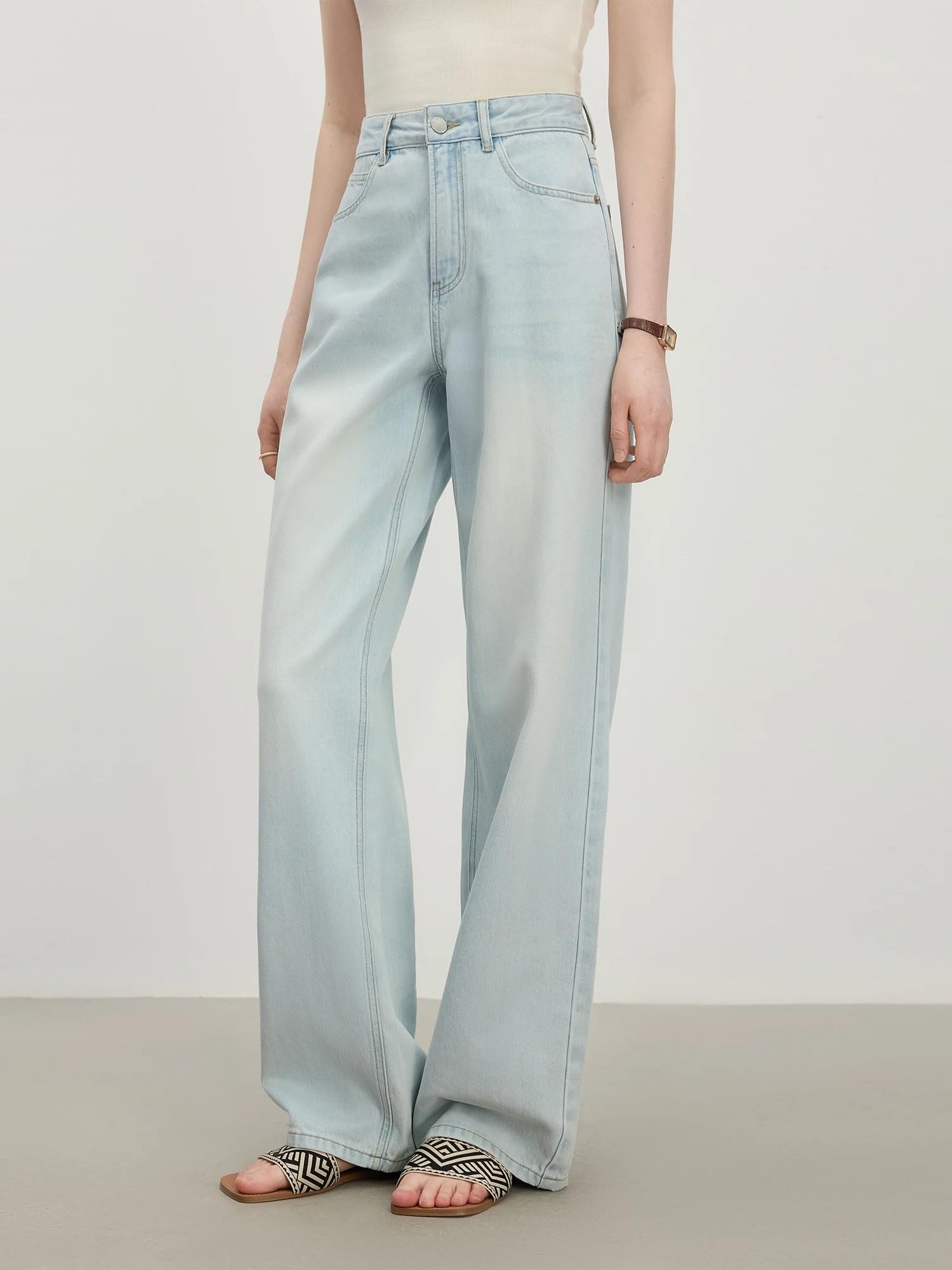 Pantalones Vaqueros para Mujer Rectos Tiro Alto Verano Delgados Casuales Pantalones Jeans para Mujeres