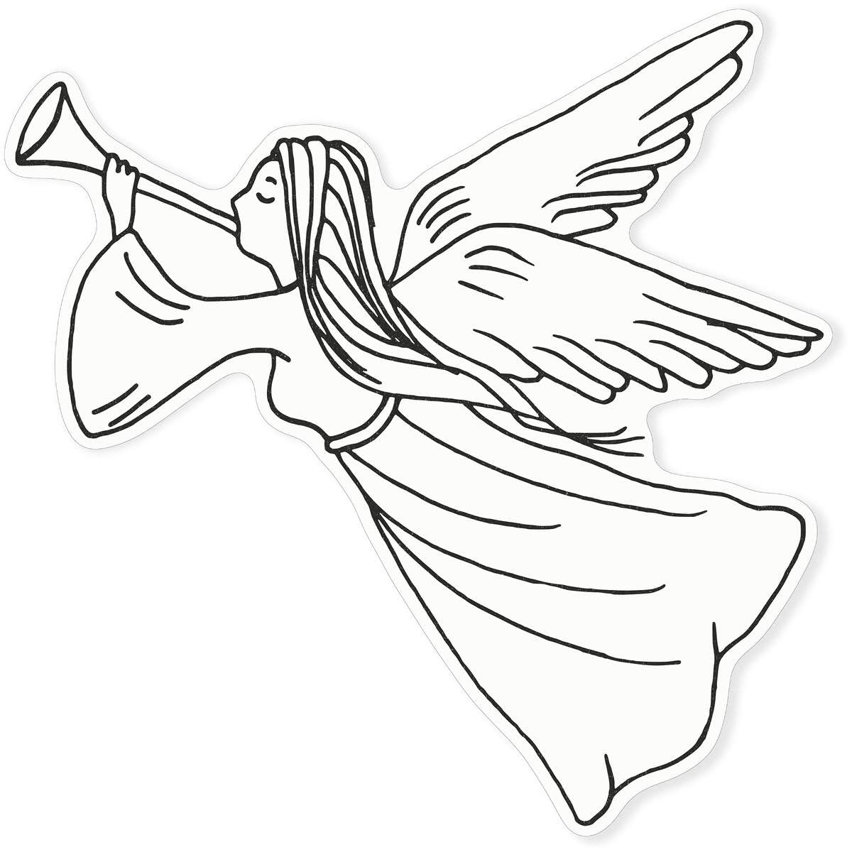 Azeeda Large 460mm 'Flying Angel' Clear Static Window Cling Sticker/Decal (Black) (WC00067020)