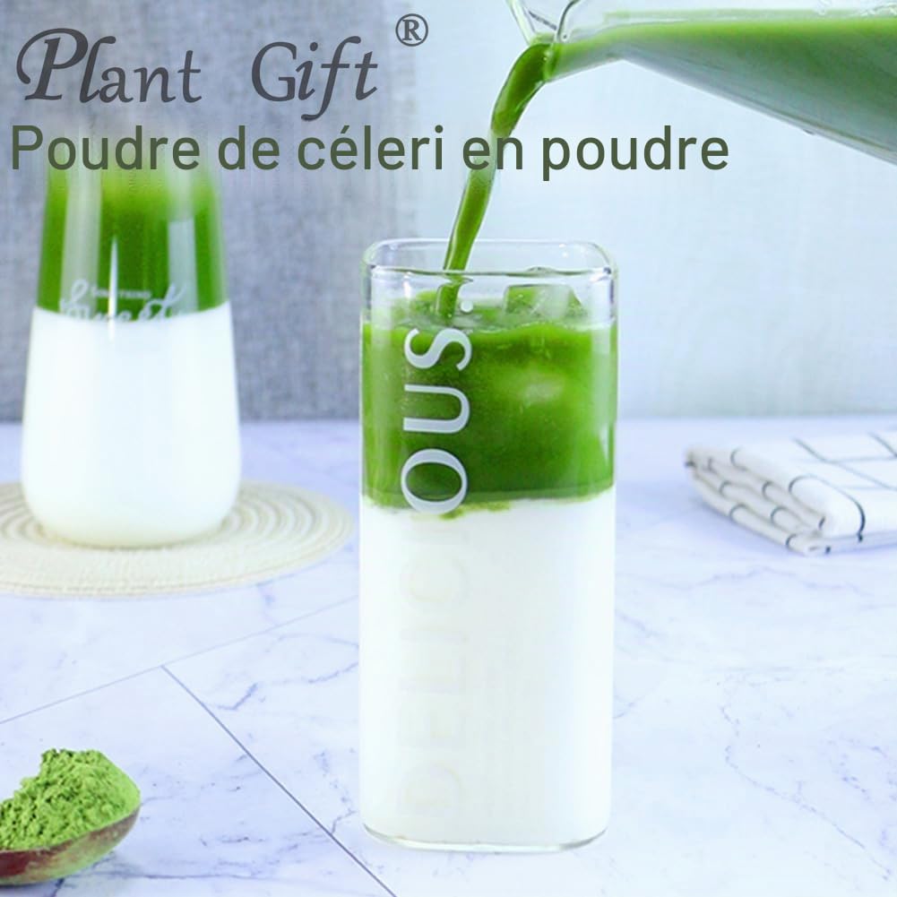 100% Natural Pure Celery Powder 100g/3.52oz 芹菜粉 poudre de jus de céleri pour smoothies, shakes, pâtisseries et boissons, thé | poudre de jus Vert, poudre verte, sans conservateur