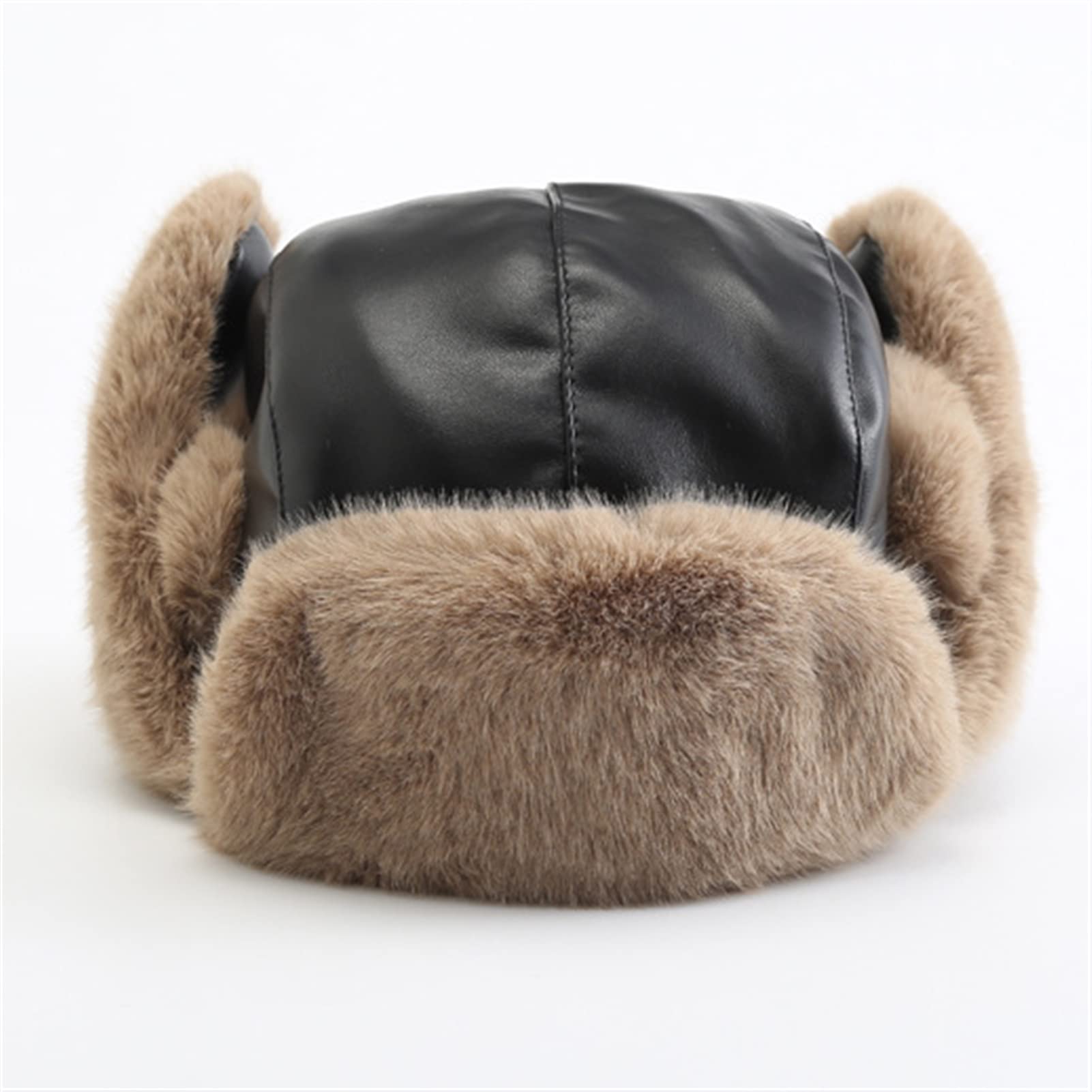 GIBZ Chapeau de Trappeur Femme Chapka Hiver Fausse Fourrure Trooper Bonnet Russe Casquette en Cuir