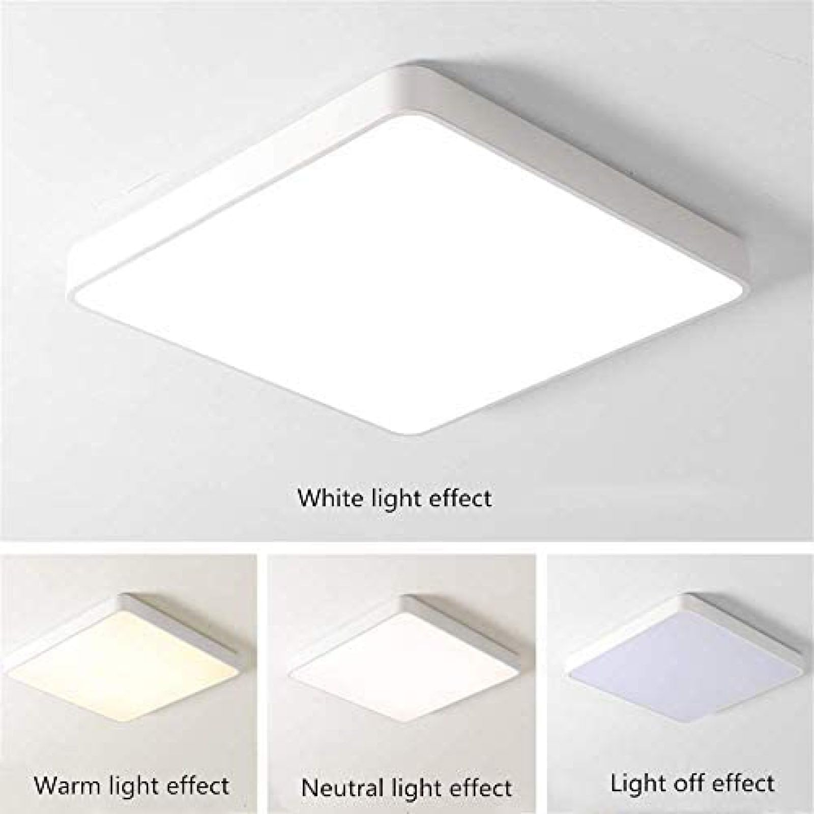 Nowoczesna Lampa Sufitowa LED Z Możliwością Przyciemniania, 120 W, 10200 Lm, 3000-6500 K, Ultracienka Kwadratowa Lampa Sufitowa Z Pilotem, Odpowiednia Do Łazienki, Sypialni, Kuchni, Salonu,Biały,
