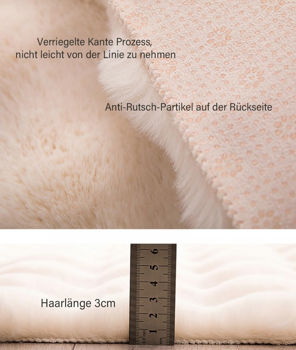 Nyescasa Hochflor Teppich Rund Langflor Wohnzimmer Beige 100cm | Modern Flauschig Weich Runder Kunstfell Teppich für Wohnzimmer Kinderzimmer Schlafzimmer Flur