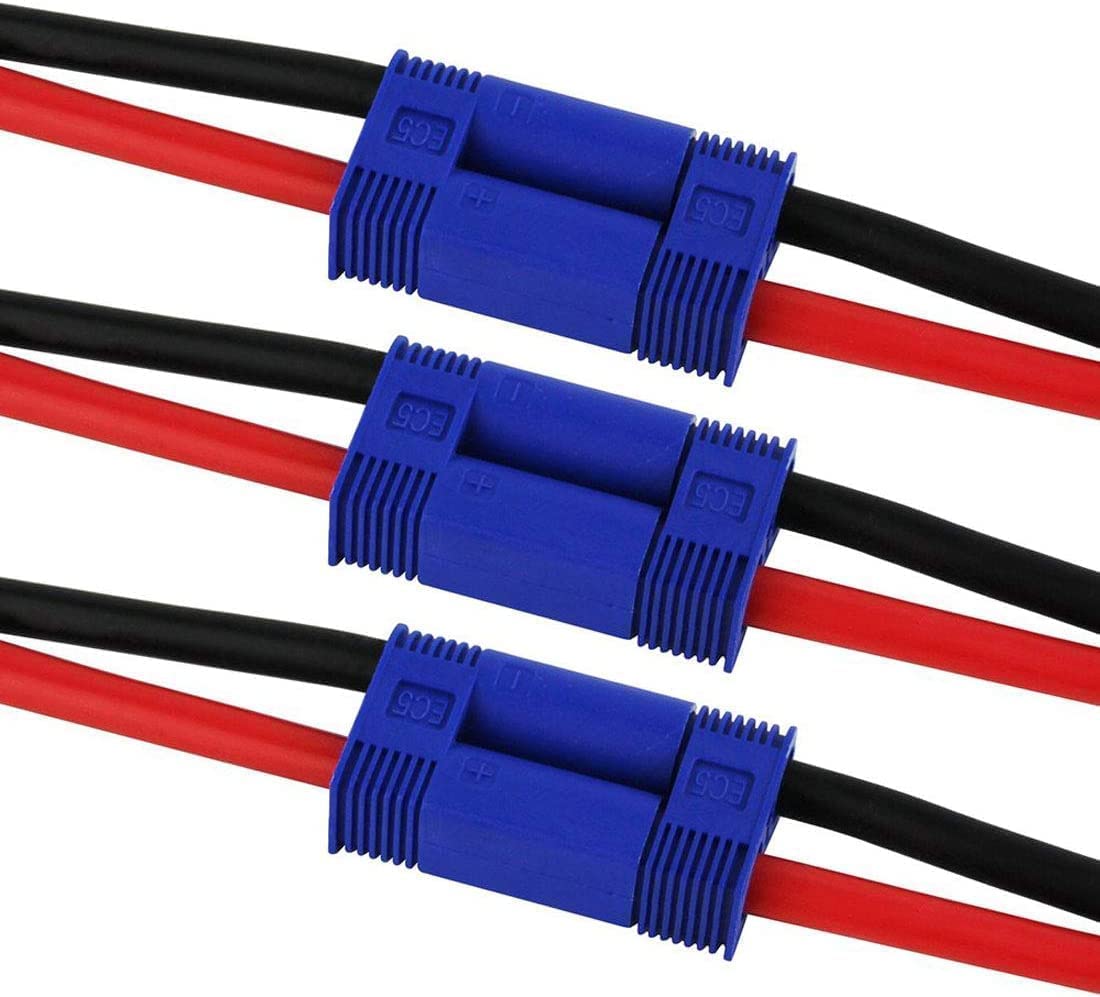 Boladge 3 Paires Connecteurs Mâle et Femelle Prise EC5 Fiche Banane 5.0MM avec Câble Silicone 12AWG 15cm pour Avion RC Quadcopter FPV Drone Lipo Battery ESC