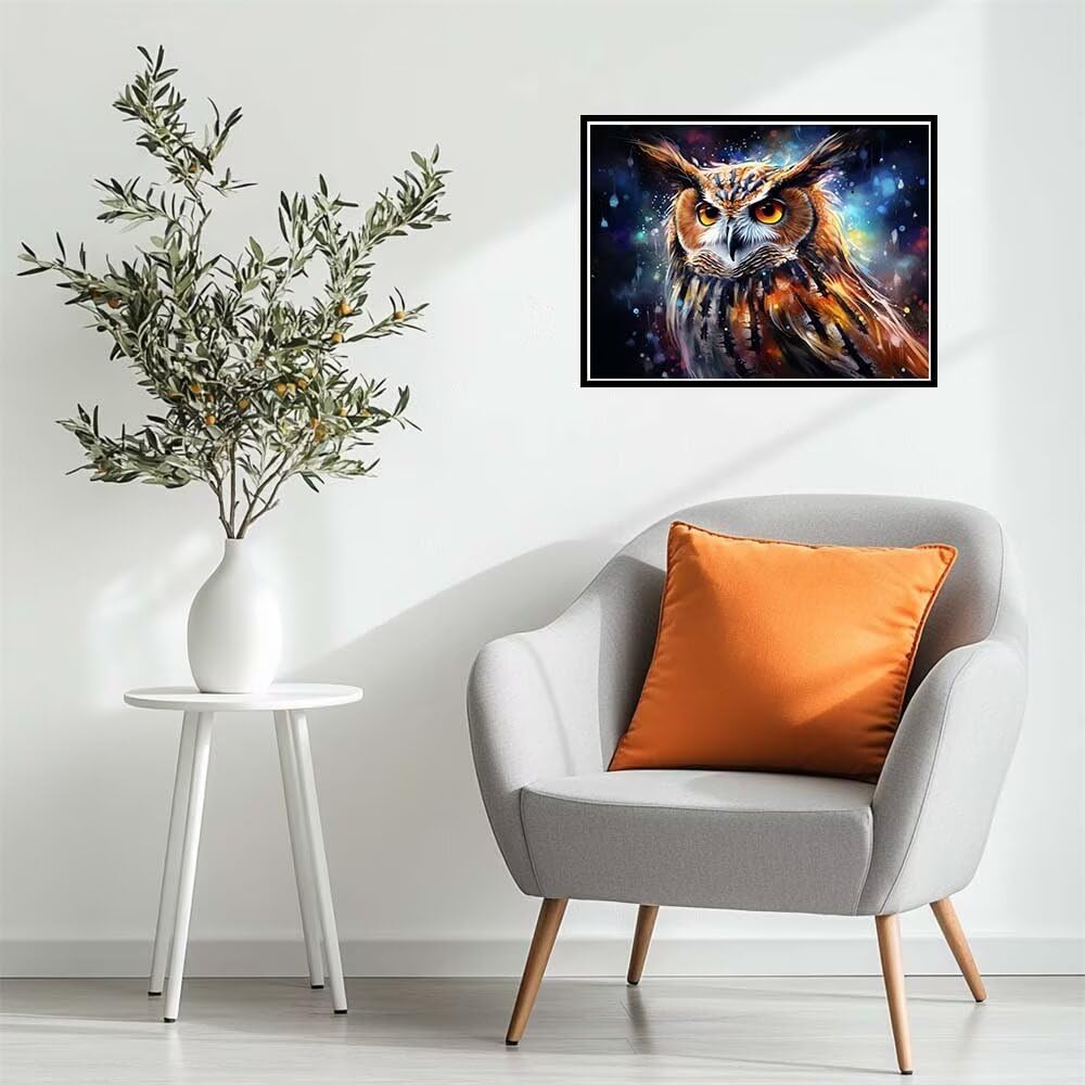 Peinture par Numero Adulte DIY Peinture Numero Adulte Hibou, Paint by Numbers Kit de Peinture à l'huile sur Toile avec Peintures et Pinceaux pour Décoration de la Maison, Sans Cadre 90x60cm -PT755