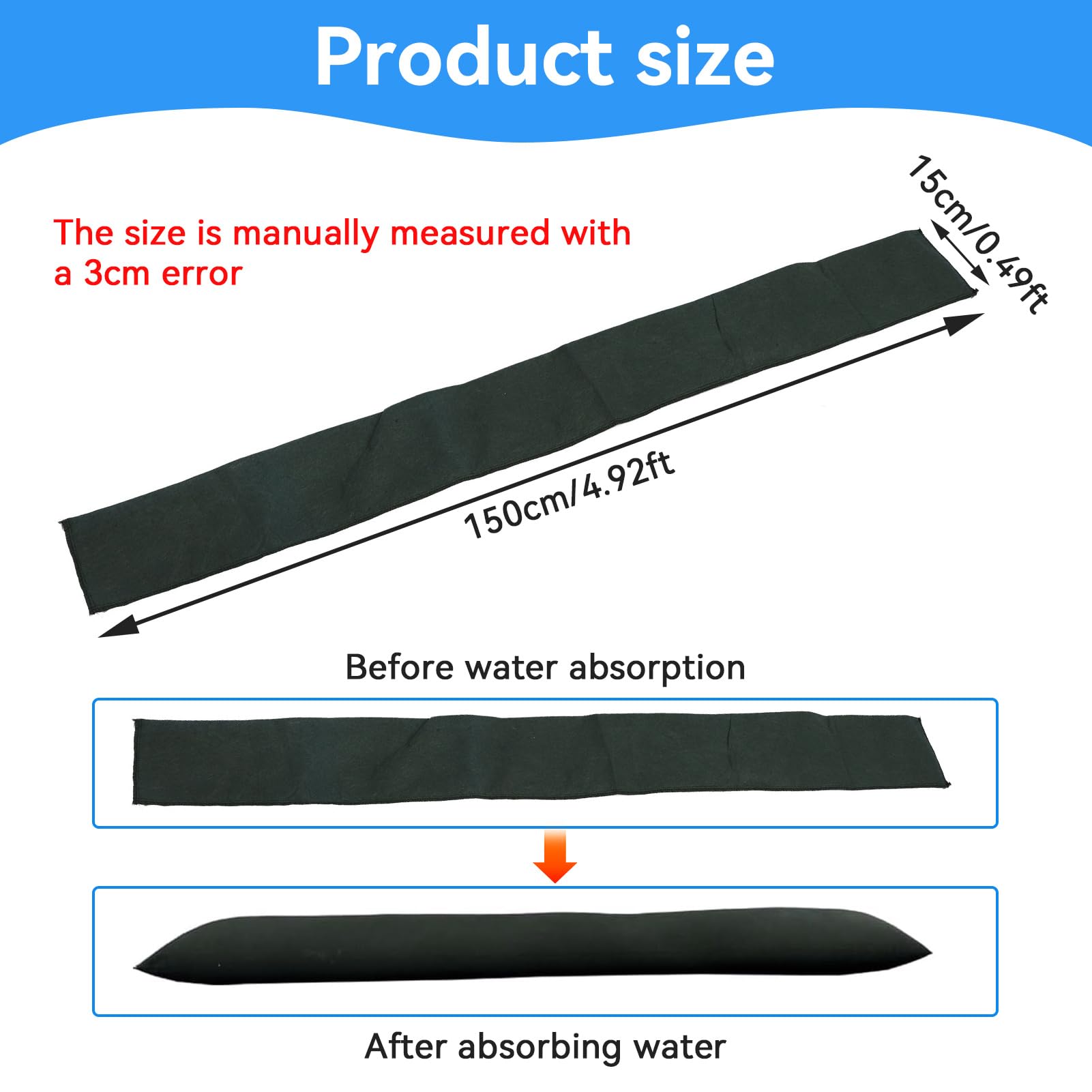 Barrières Anti-inondation l'eau activé, 5pcs Sacs absorbants Sandless Sable réutilisables pour Porte Maison