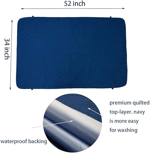 Miniatura 3 de Juego de 2 almohadillas de cama para incontinencia lavables para orina de cama de 34 x 52 pulgadas, color azul marino, reutilizables, impermeables,