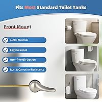 Vista 2 de iFealClear Juego de 2 manijas de inodoro, palanca universal para tanque de montaje frontal, latón macizo, níquel cepillado