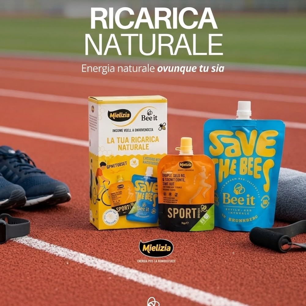 Bee it x Mielizia Kit Sport Ricarica Naturale – SportPocket Miele, Polline e Pappa Reale + Bagnodoccia Rigenerante 250 ml con Miele Biologico – Cofanetto Energia e Recupero Post Workout