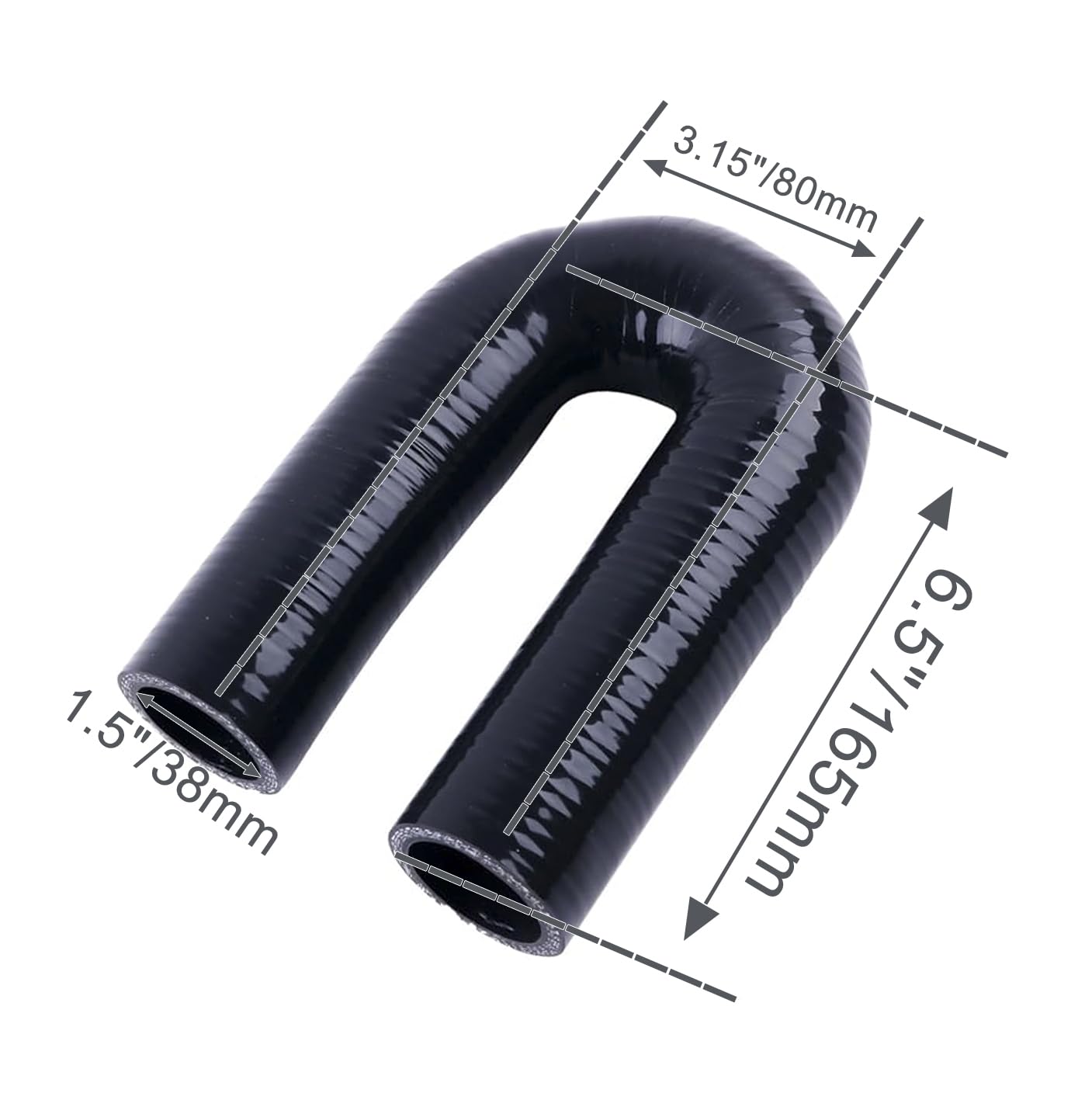 Łącznik 180 stopni w kształcie litery U kolanko wąż silikonowy rura ID 38 mm grubość 4-warstwowa (5,4 mm) wzmocniona do silnika turbo buty wlotu powietrza sprzęgło intercoolera korpus
