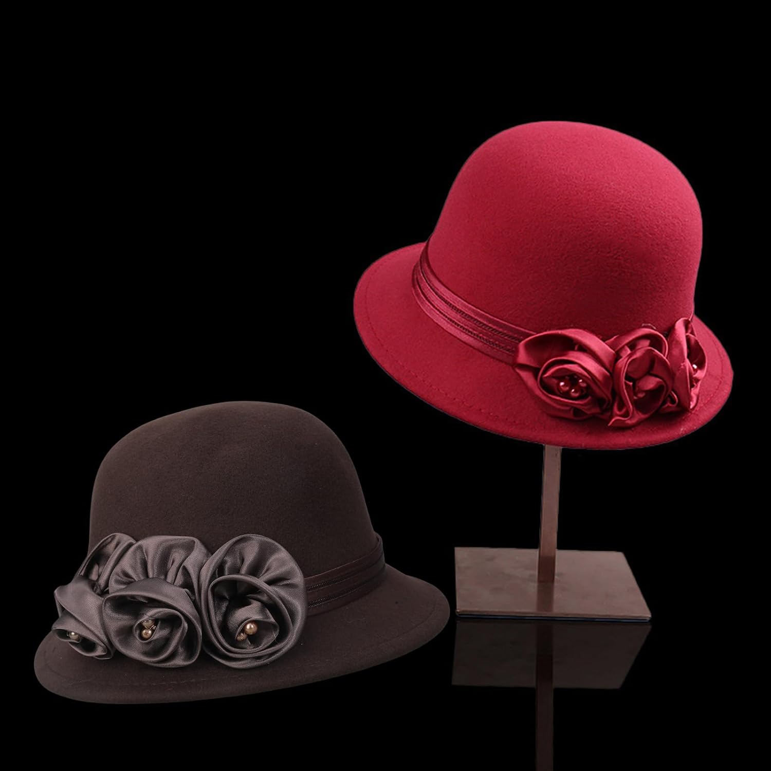 Wool Dome Caps Vintage Flower Fedoras Carnivals Party Props Accessories Winter Party Hat