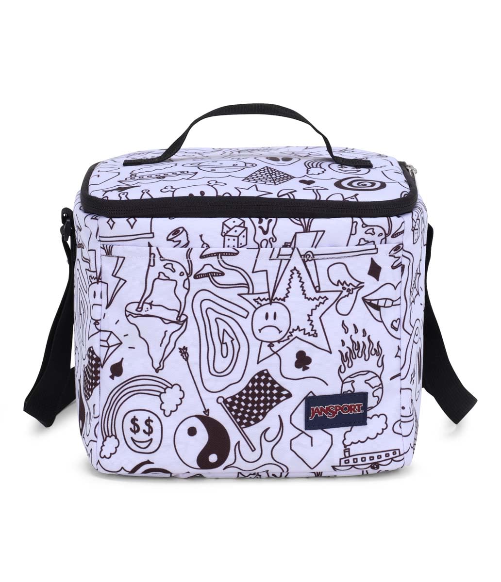 JanSport Super Snack – Insulated Lunch Bag with BPA-Free Liner, Zipper Top Opening, and Adjustable Shoulder Strap, Broken Broadcast