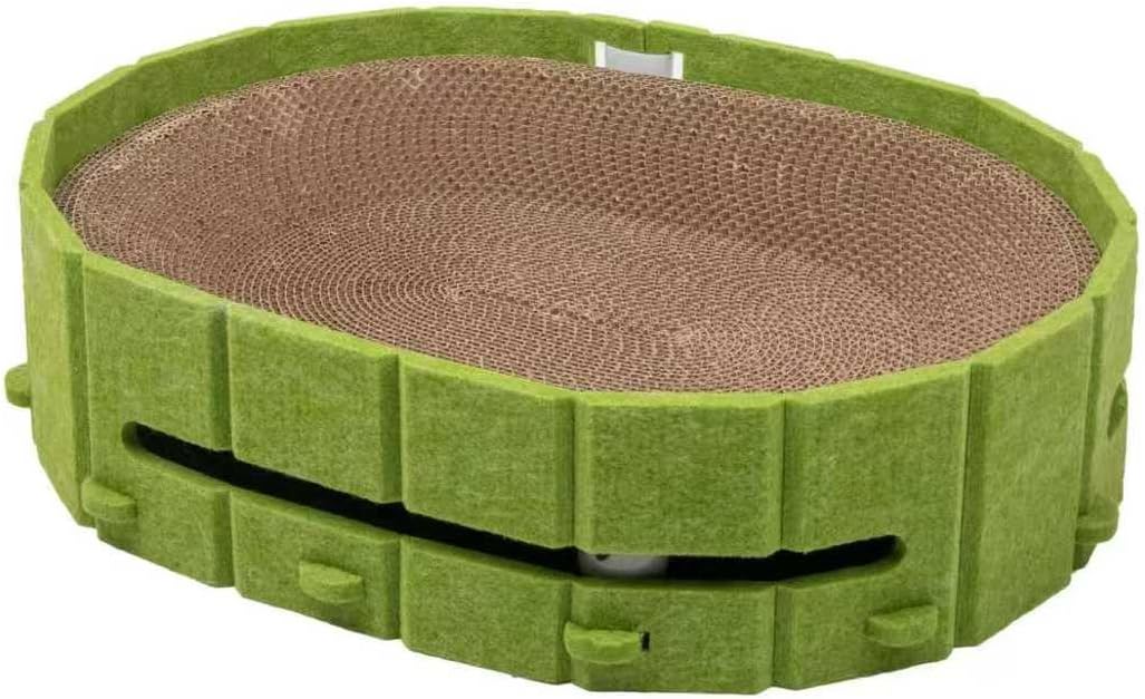 Orthopedic Cat Scratcher Couch - 17" Large Cat Scratch Bed with Detachable Board, Durable Cardboard Scratch Pad Refill, Furniture Protector (Green)