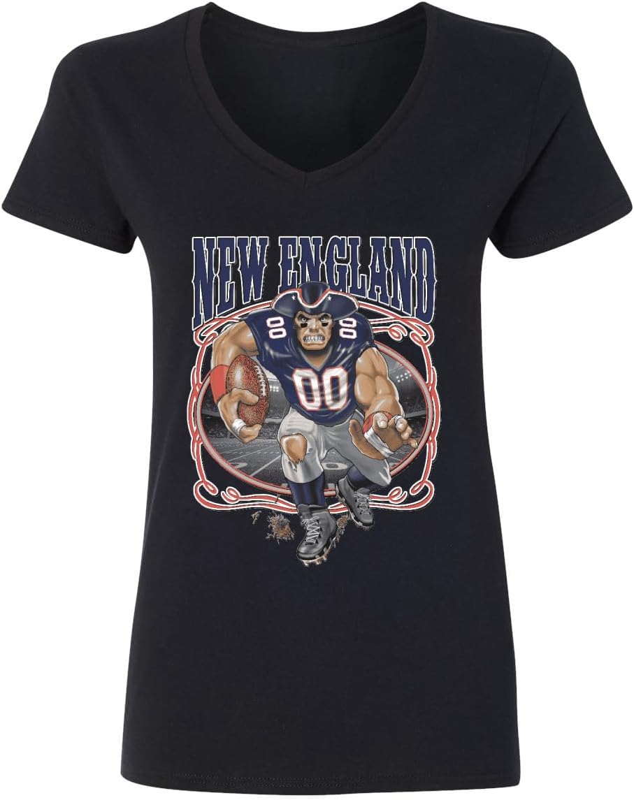 Wild Bobby New England Fans | NE Fantasy Football Sports Womens V-Neck Tee - Image 3
