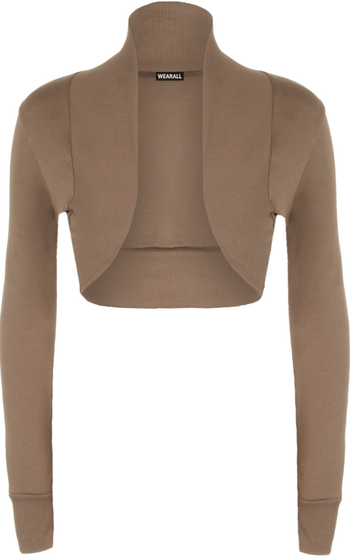 WearAll Ladies Shrug Long Sleeved Bolero Top Womens Mocha 12/14