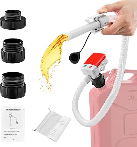 Saker Bomba de combustible portátil, bomba automática de transferencia de combustible con parada automática, manguera extra larga de 51 pulgadas,