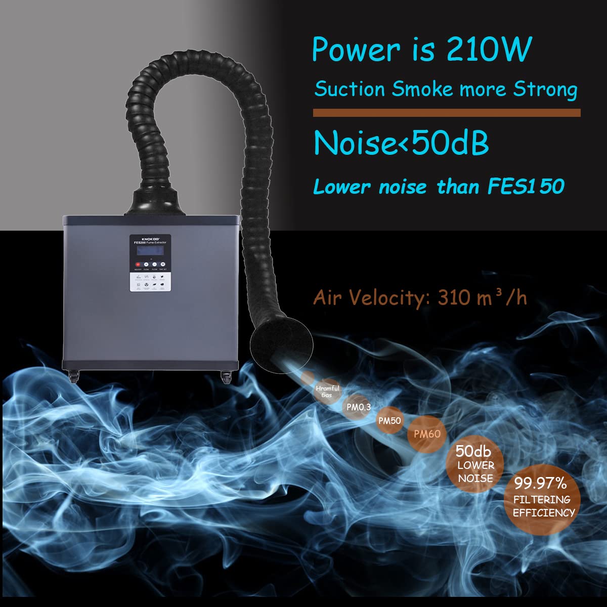 Buy KNOKOO 210W FES200 Laser Soldering Fume Extractor Solder Fan Smoke