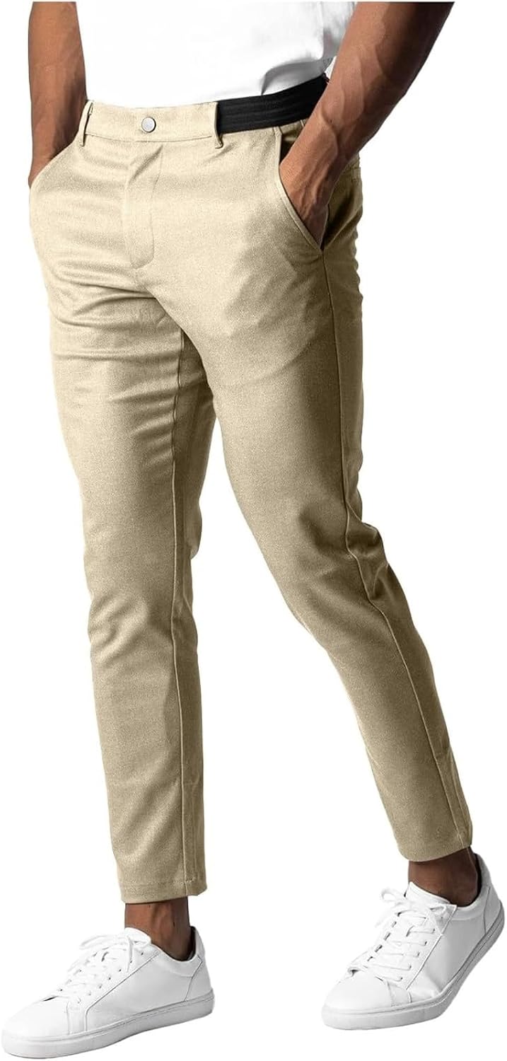 Men Classic Comfy Fake Cotton Pants High Waist Drawstring Breathable Trouser Fall Adjustable Loose Casual Long Pant