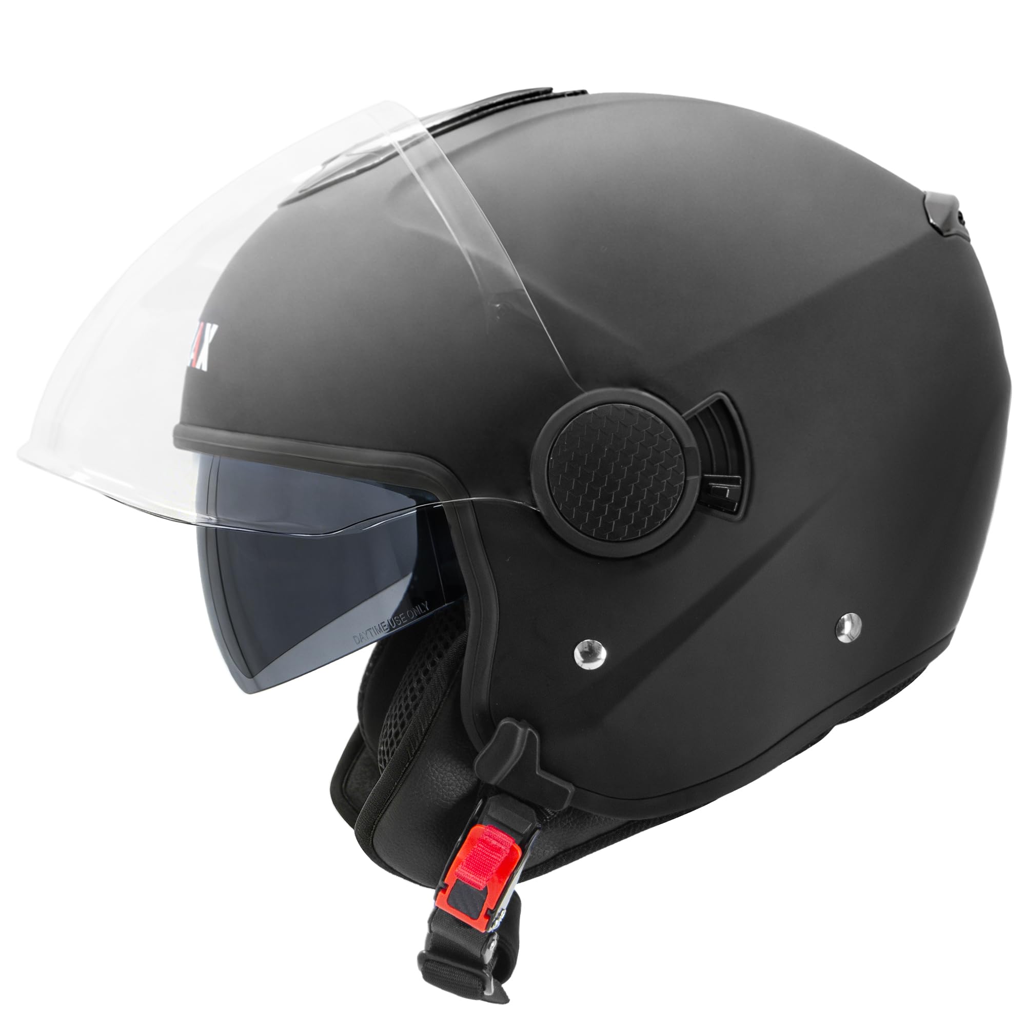Zorax Zor-629 Motorbike Open Face DVS Helmet With Removable Peak ECE 2206 Approved - Matt Black M(57-58) — view 6