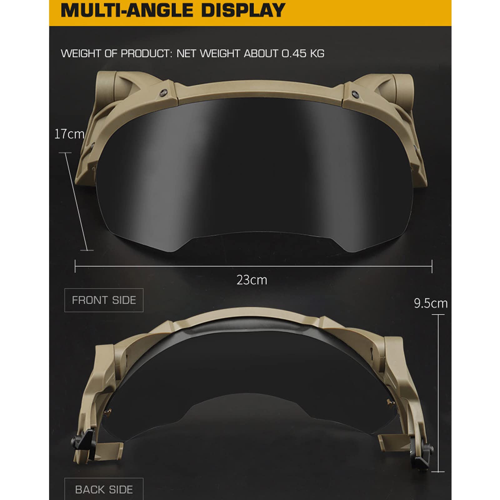 AVLUZ Gogle taktyczne z klapką, wiatroszczelne myśliwskie strzelectwo sportowe okulary ochronne, wojskowe airsoft paintball okulary Flip Up. (BK)