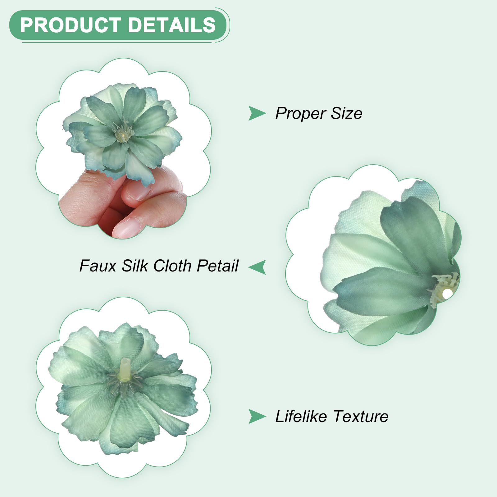M METERXITY 100-Pack Artificial Flower Heads, Silk Fake Plum Blossom Head for Wedding/Garland/Hat/Shoes/Party Decoration - Image 2