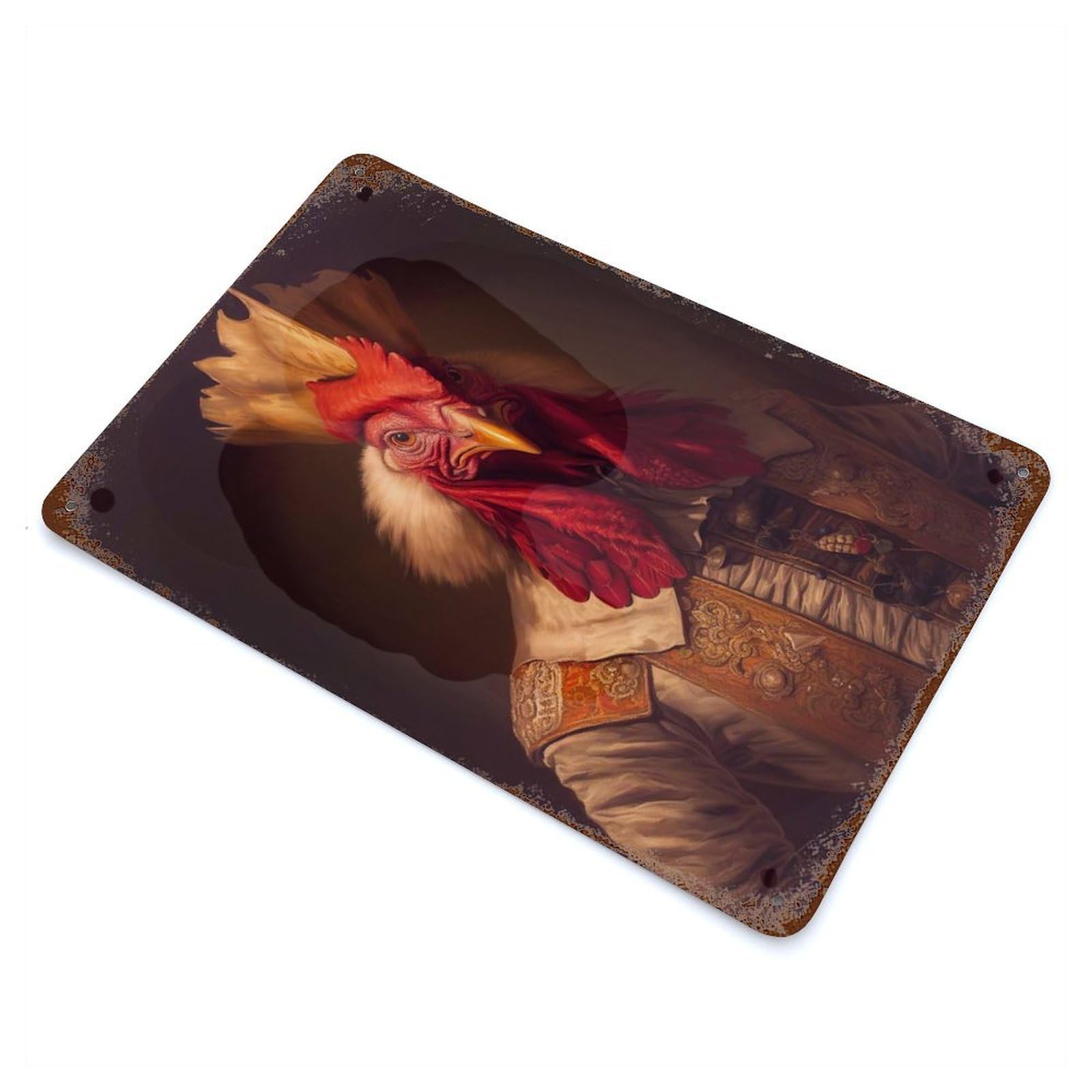 Garage Style Rooster Vintage Rust Metal Sign 11.8"x7.9", Vintage Wall Decor for Bar And Workshop