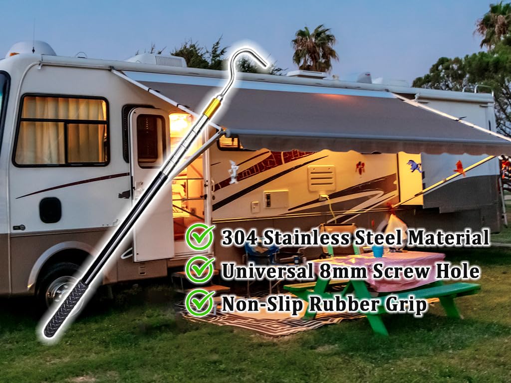 Asta Telescopica con Gancio per Tenda da Sole, 1PCS Apri da Sole, Barra di Traino per da Sole, Gancio a Serpente Trappola, Apriscatole Camper Asta per Tende, Camper, Finestre