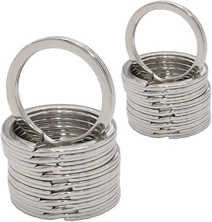 Leen4You Keyring Stainless Steel Split Flat Key Rings Loop Accessory Keychain Hoop Key Holders-Pack of 20 (25mm)