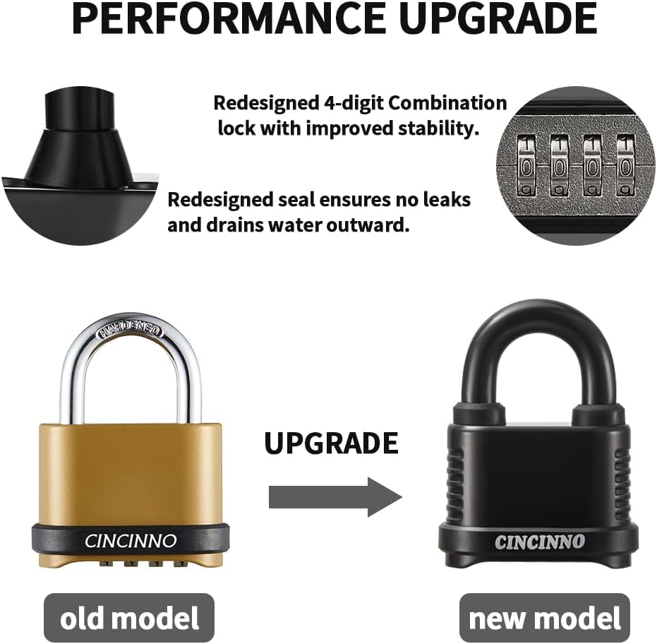 Weatherproof 4 Digit Combination Lock, Heavy Duty Combo Lock with Long Shackle for Outdoor Shed, Garage, Gate, Fence, 12 Pack